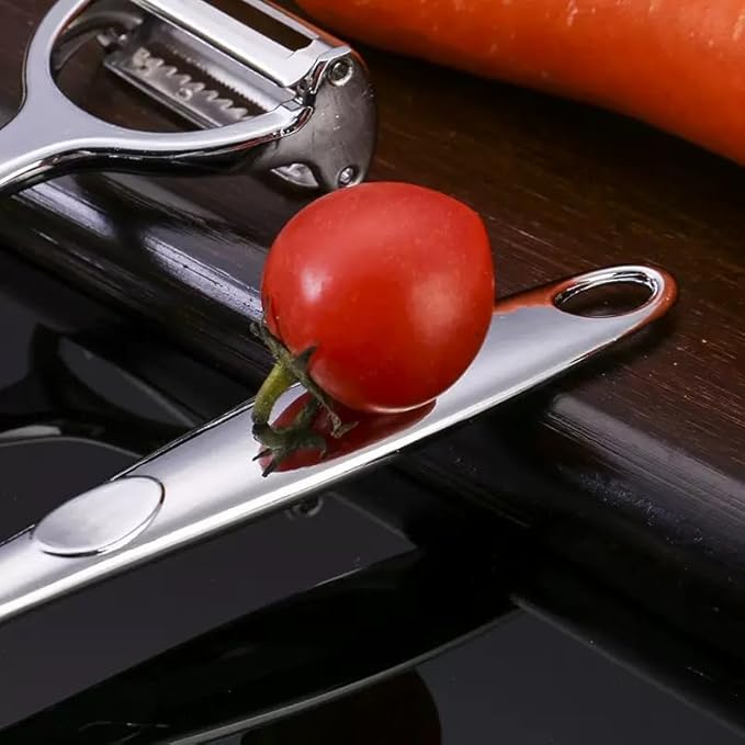 Stainless Steel Y-Shaped Peeler – Multi-Functional Serrated Blade Fruit & Vegetable Peeler with Ergonomic Handle