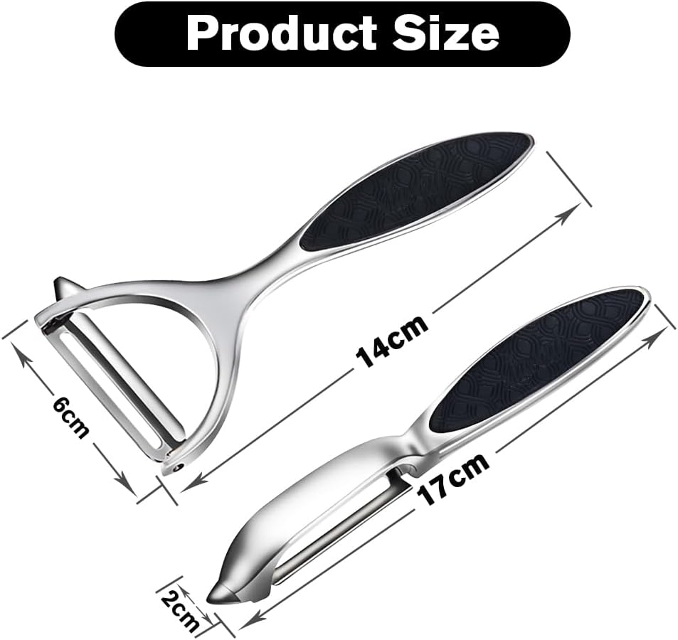 Stainless Steel Peeler Set – Multi-Functional Kitchen Fruit & Vegetable Peeler Kit Straight Peeler + Y-Shaped Peeler + 2 Citrus Peelers with Ergonomic Non-Slip Handle