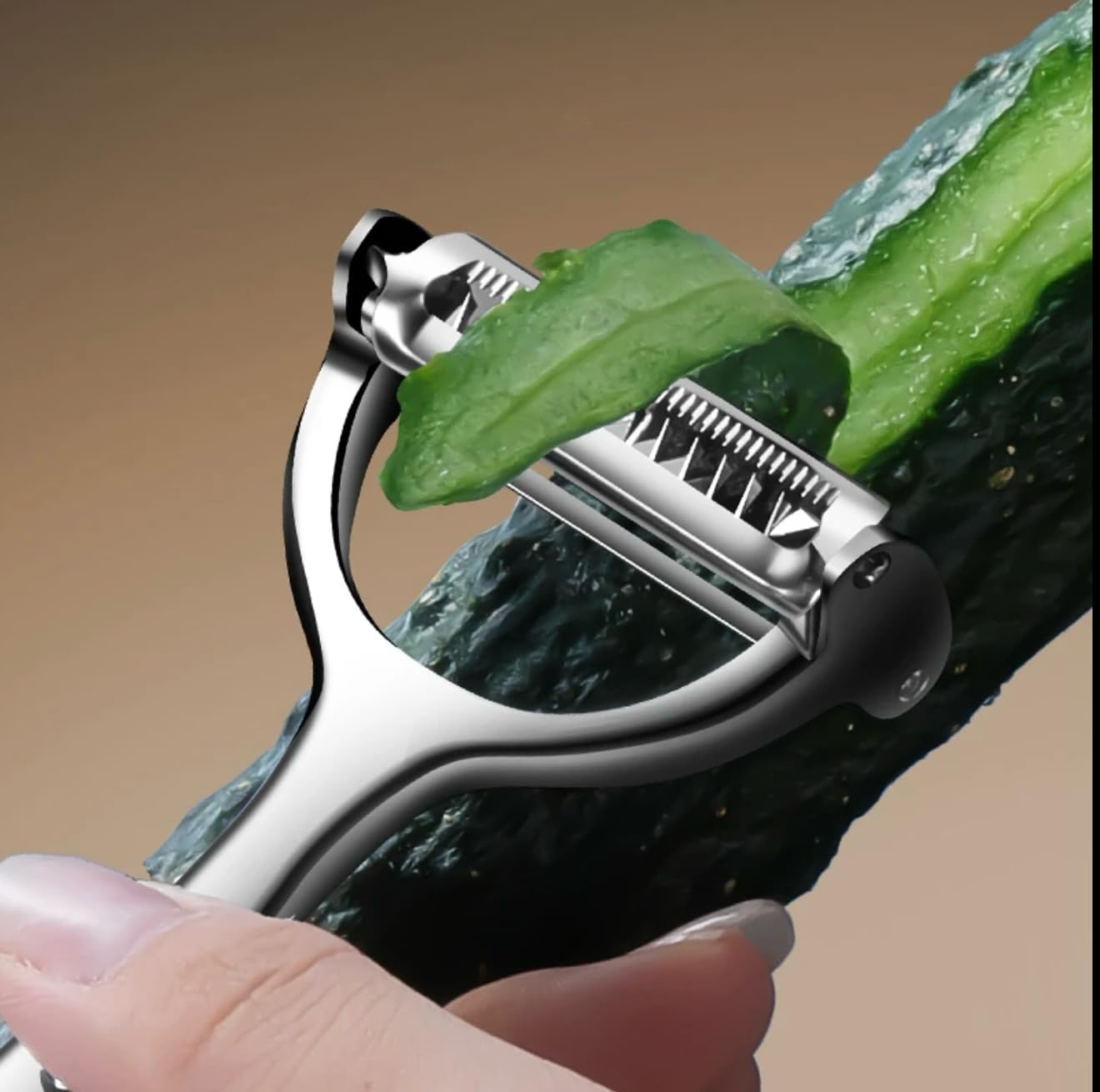 Stainless Steel Y-Shaped Peeler – Multi-Functional Serrated Blade Fruit & Vegetable Peeler with Ergonomic Handle