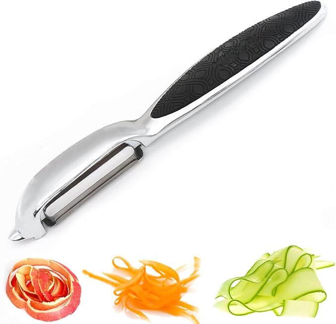 Dishwasher - Safe Stainless Steel Peeler | Anti - Slip Textured Handle | Efficient Fruit & Veg Peeling Tool for Kitchen
