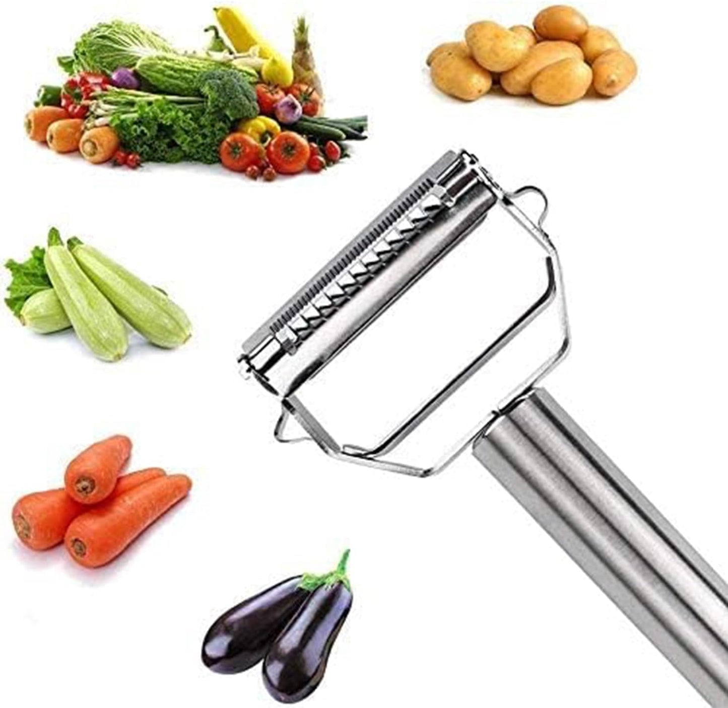 Food-Grade Stainless Steel Dual Blade Peeler – Multi-Functional Fruit & Vegetable Julienne & Peeling Tool with Hanging Hole, Easy to Clean