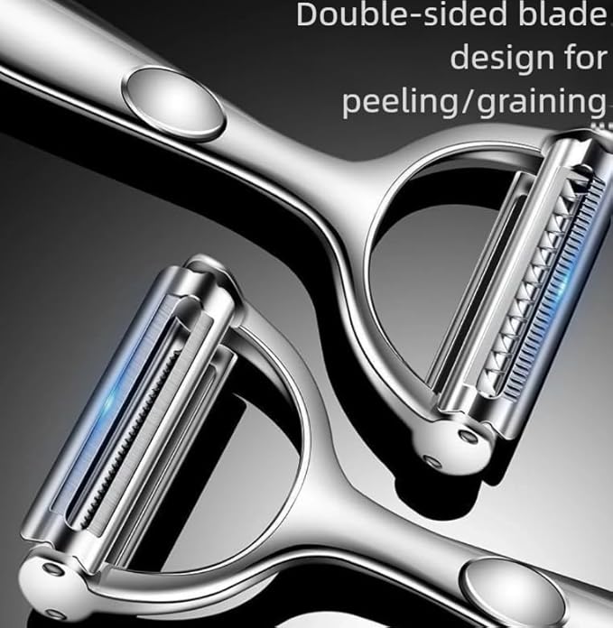 Stainless Steel Y-Shaped Peeler – Multi-Functional Serrated Blade Fruit & Vegetable Peeler with Ergonomic Handle