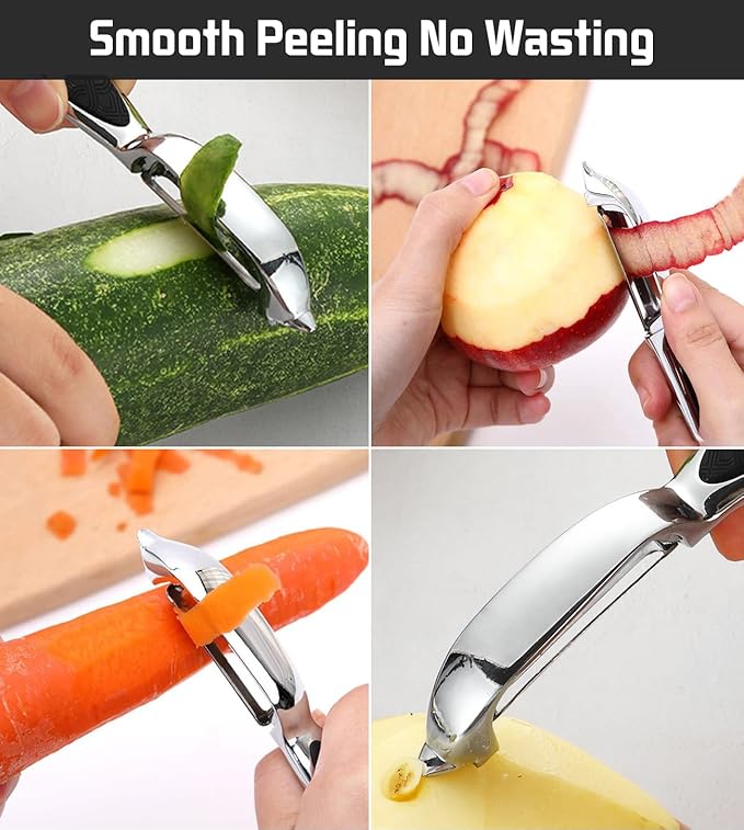 Dishwasher - Safe Stainless Steel Peeler | Anti - Slip Textured Handle | Efficient Fruit & Veg Peeling Tool for Kitchen