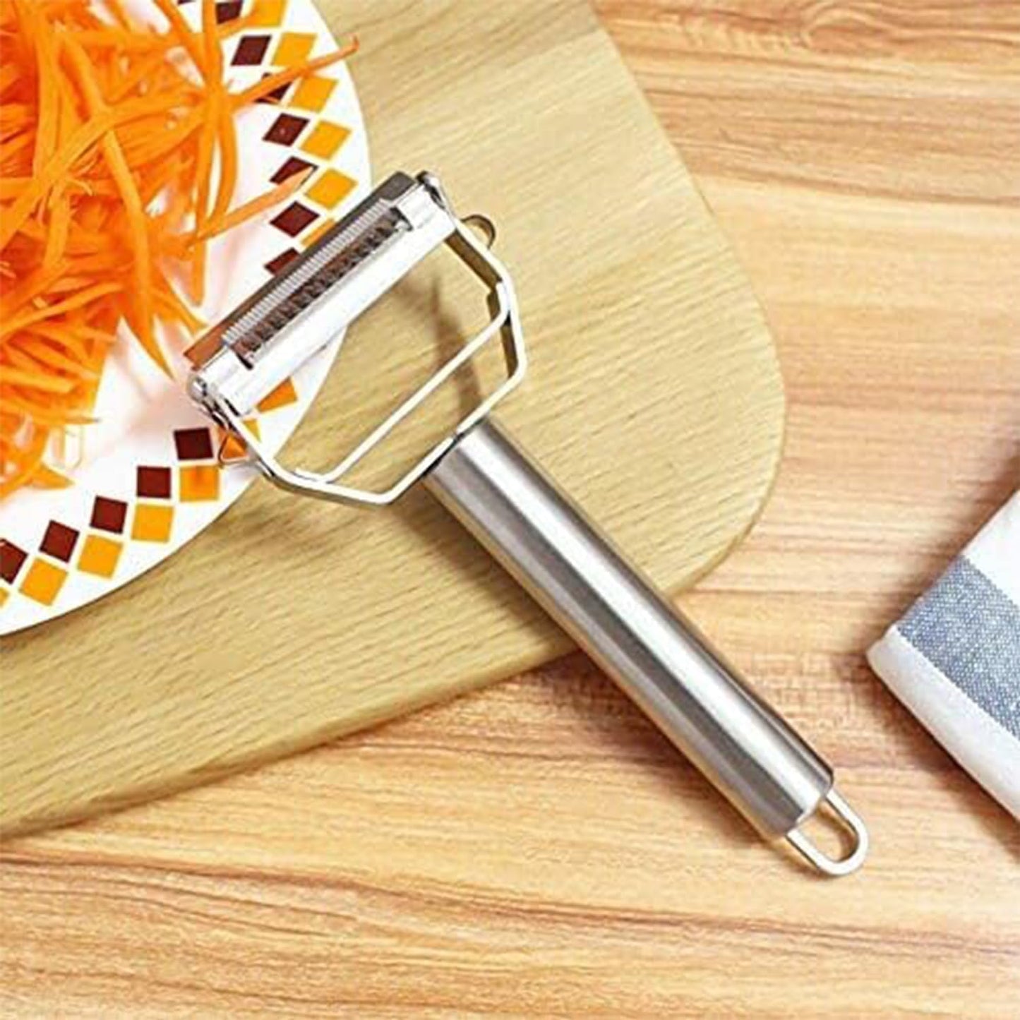 Food-Grade Stainless Steel Dual Blade Peeler – Multi-Functional Fruit & Vegetable Julienne & Peeling Tool with Hanging Hole, Easy to Clean