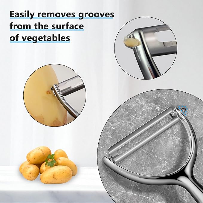 All Stainless Steel Peeler – Multi-Functional Y-Shaped Fruit & Vegetable Peeler with Ergonomic Handle, Durable & Easy to Clean