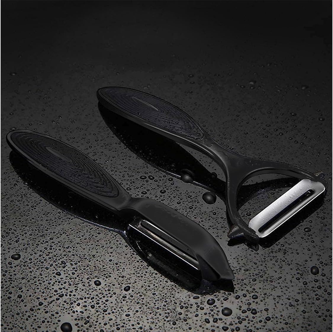 Black Stainless Steel Peeler Set – Multi-Functional Kitchen Fruit & Vegetable Peelers Straight Blade + Y-Shaped Ergonomic Design Non-Slip Handle Easy to Clean