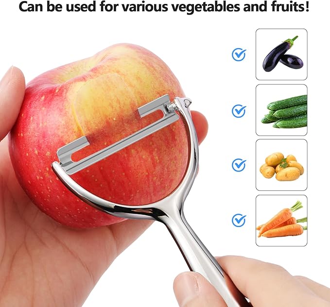All Stainless Steel Peeler – Multi-Functional Y-Shaped Fruit & Vegetable Peeler with Ergonomic Handle, Durable & Easy to Clean