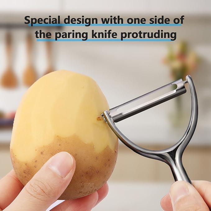 All Stainless Steel Peeler – Multi-Functional Y-Shaped Fruit & Vegetable Peeler with Ergonomic Handle, Durable & Easy to Clean