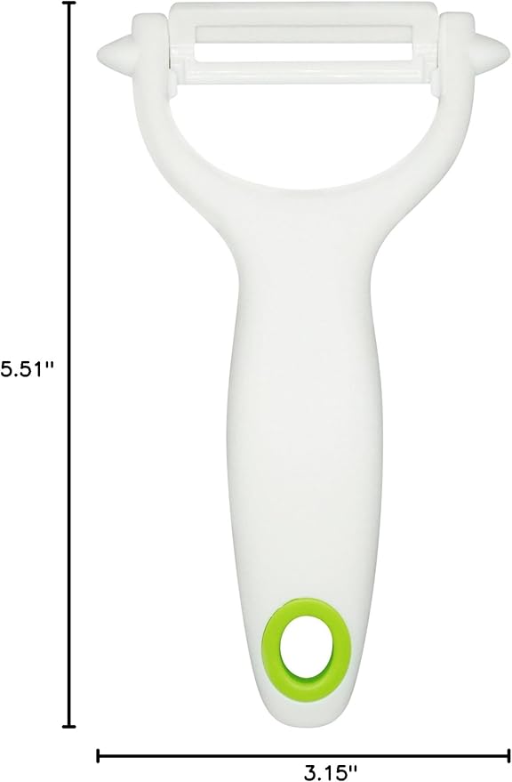 White Ceramic Blade Peeler Set with Protective Cover – Multi-Functional Y-Shaped Fruit & Vegetable Peeler