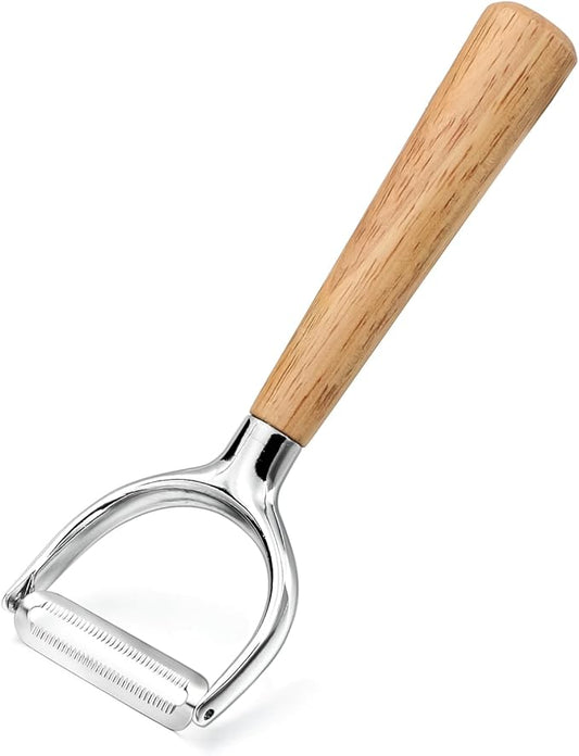 Wooden Handle Peeler Set (2 Pieces) – Stainless Steel Straight Peeler & Y-Shaped Peeler, Multi-Functional Fruit & Vegetable Tools