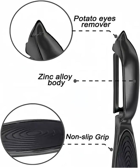 Black Stainless Steel Peeler Set – Multi-Functional Kitchen Fruit & Vegetable Peelers Straight Blade + Y-Shaped Ergonomic Design Non-Slip Handle Easy to Clean