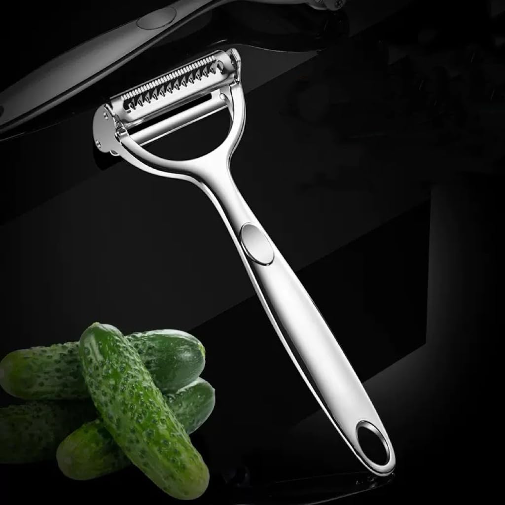 Stainless Steel Y-Shaped Peeler – Multi-Functional Serrated Blade Fruit & Vegetable Peeler with Ergonomic Handle