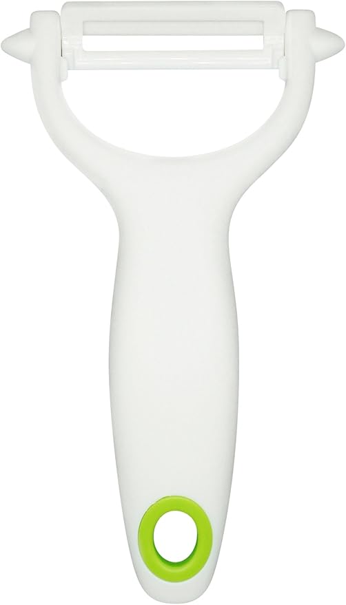 White Ceramic Blade Peeler Set with Protective Cover – Multi-Functional Y-Shaped Fruit & Vegetable Peeler