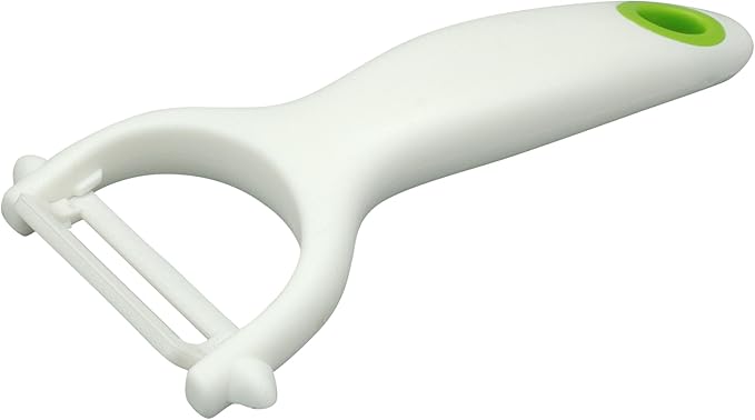 White Ceramic Blade Peeler Set with Protective Cover – Multi-Functional Y-Shaped Fruit & Vegetable Peeler