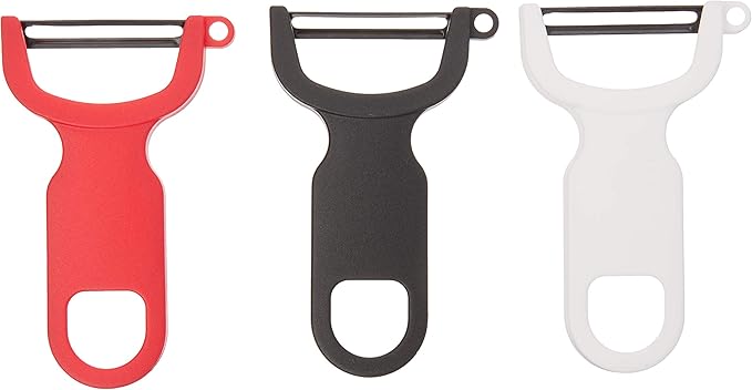 3-Piece Peeler Set – Multi-Functional Fruit & Vegetable Peelers with Stainless Steel Blades and Ergonomic Handles (Red/Black/White)