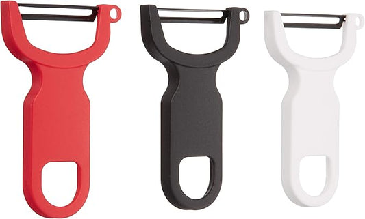 3-Piece Peeler Set – Multi-Functional Fruit & Vegetable Peelers with Stainless Steel Blades and Ergonomic Handles (Red/Black/White)