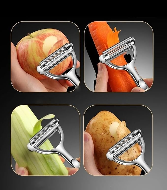 Stainless Steel Y-Shaped Peeler – Multi-Functional Serrated Blade Fruit & Vegetable Peeler with Ergonomic Handle